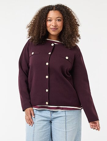 Gilet maille reliefée avec boutons rétro