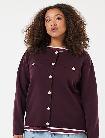 Gilet maille reliefée avec boutons rétro