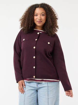 Gilet maille reliefée avec boutons rétro