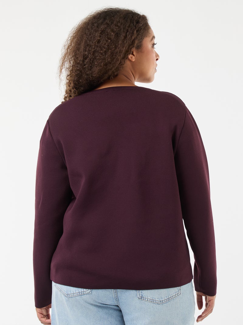 Gilet maille reliefée avec boutons rétro Bordeaux - Kiabi