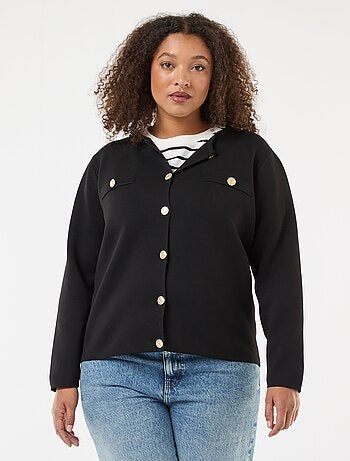 Gilet maille reliefée avec boutons rétro