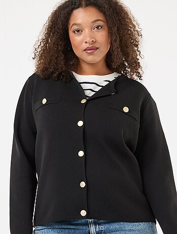 Gilet maille reliefée avec boutons rétro