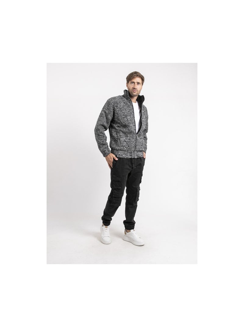 Gilet maille zippé LACIDO Gris foncé - Kiabi