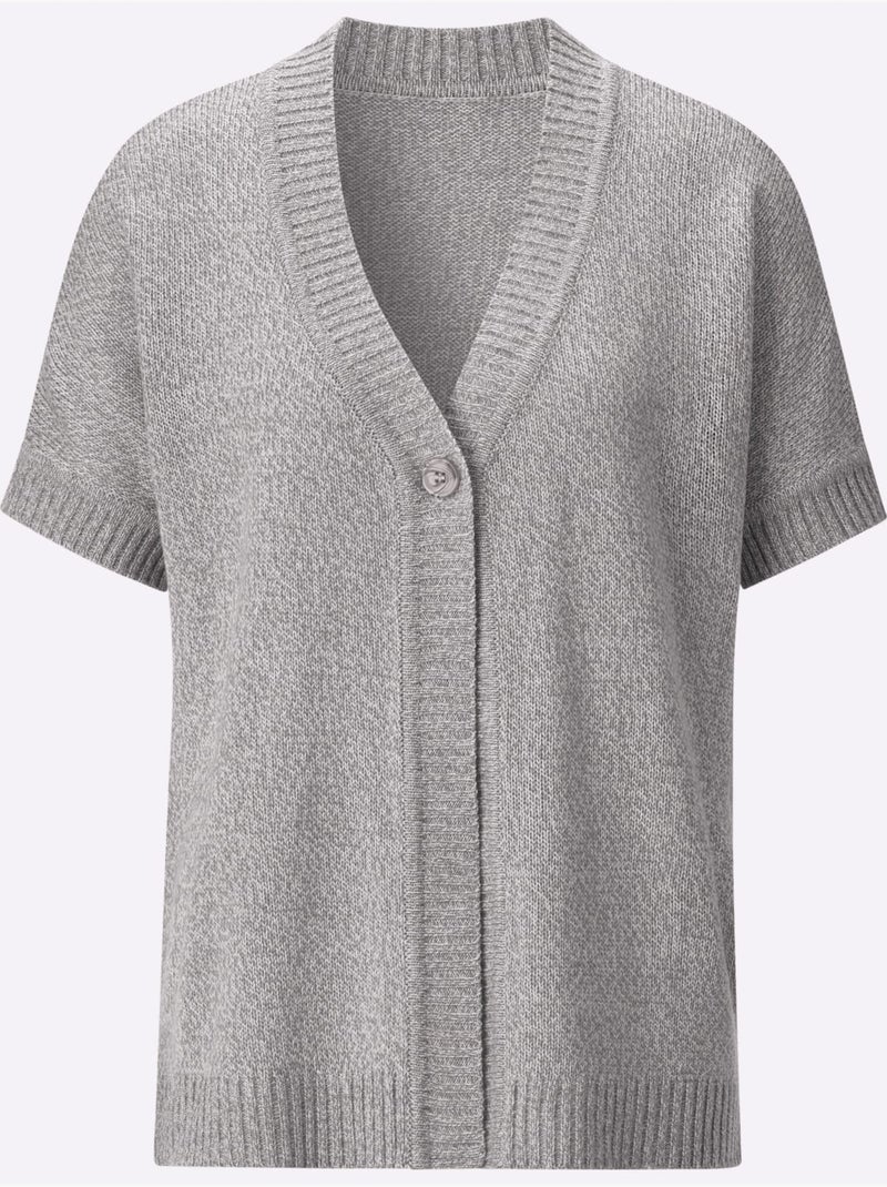 Gilet manches chauve-souris courtes - taille standard - moda vilona Gris Ecru - Kiabi