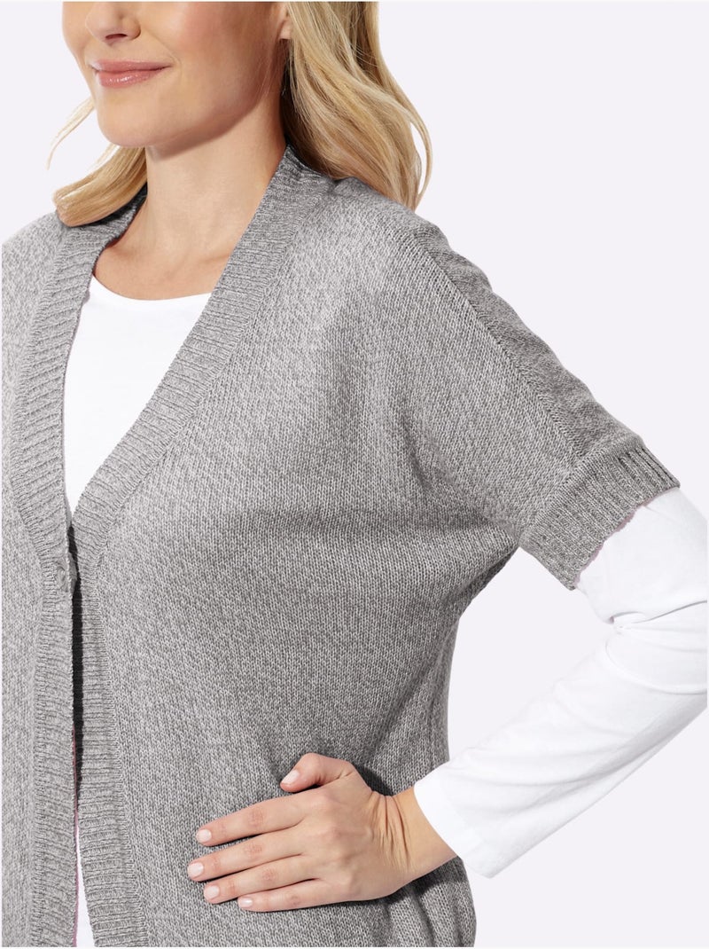 Gilet manches chauve-souris courtes - taille standard - moda vilona Gris Ecru - Kiabi