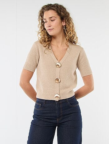 Gilet manches courtes à boutons fantaisies