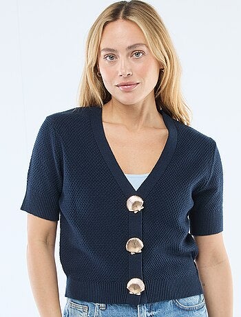 Gilet manches courtes à boutons fantaisies