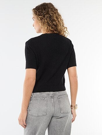 Gilet manches courtes à boutons fantaisies