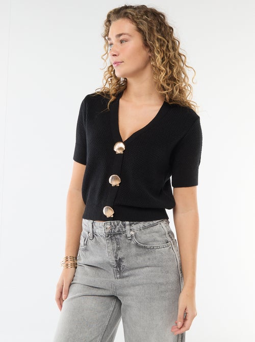 Gilet manches courtes à boutons fantaisies - Kiabi