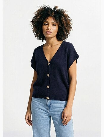 Gilet manches courtes boutons métallisés