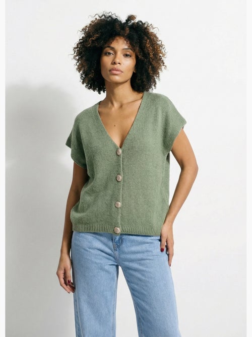 Gilet manches courtes boutons métallisés - Kiabi