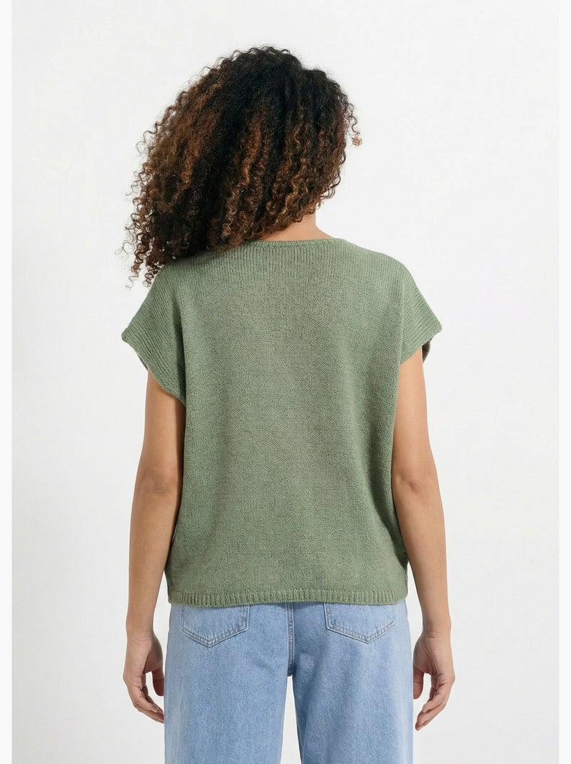 Gilet manches courtes boutons métallisés Vert - Kiabi