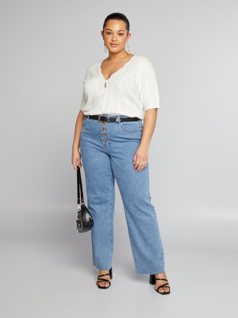 Gilet manches courtes col festonné blanc - Kiabi