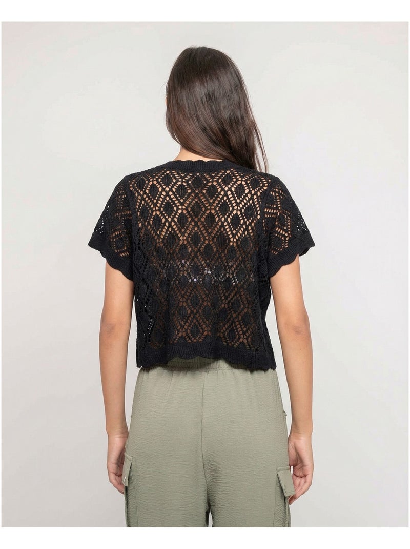 Gilet manches courtes crocket KACHOU Noir - Kiabi