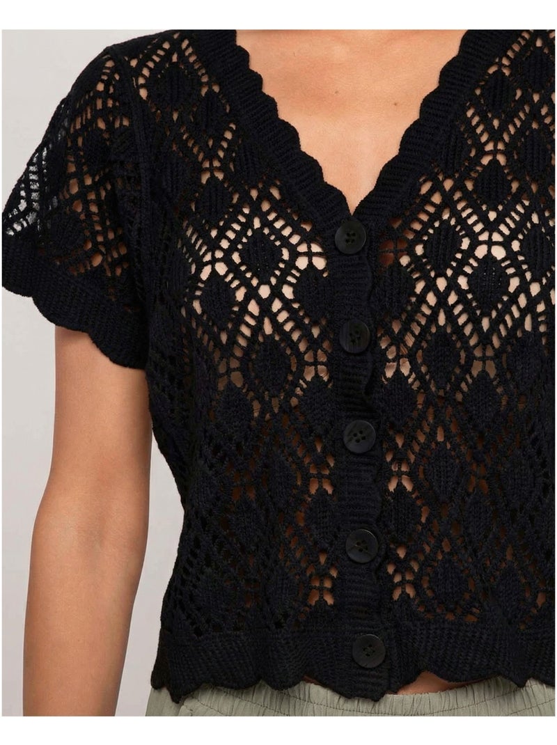 Gilet manches courtes crocket KACHOU Noir - Kiabi