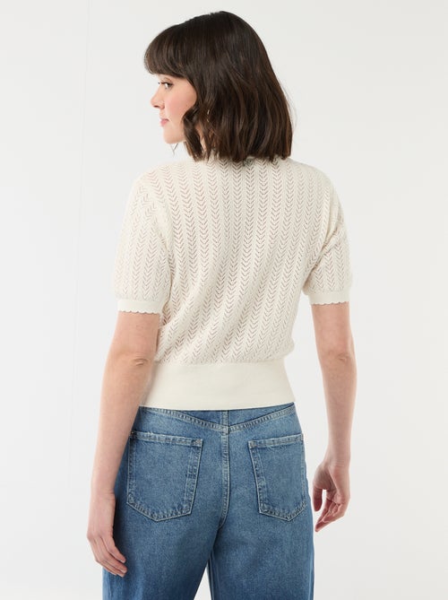 Gilet manches courtes en maille ajourée - Kiabi