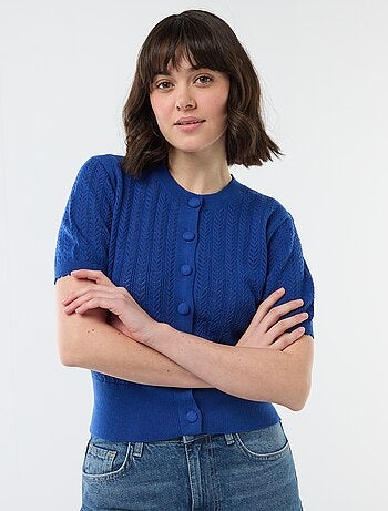 Gilet manches courtes en maille ajourée