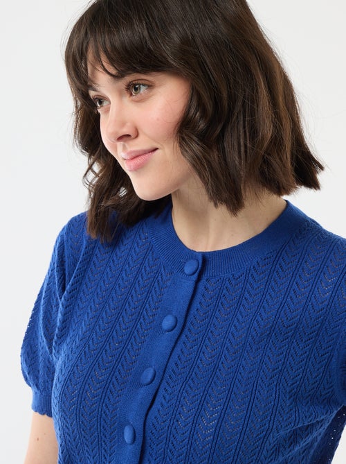 Gilet manches courtes en maille ajourée - Kiabi