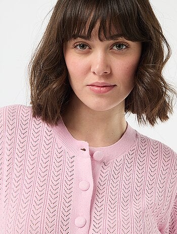 Gilet manches courtes en maille ajourée