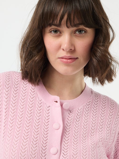 Gilet manches courtes en maille ajourée - Kiabi