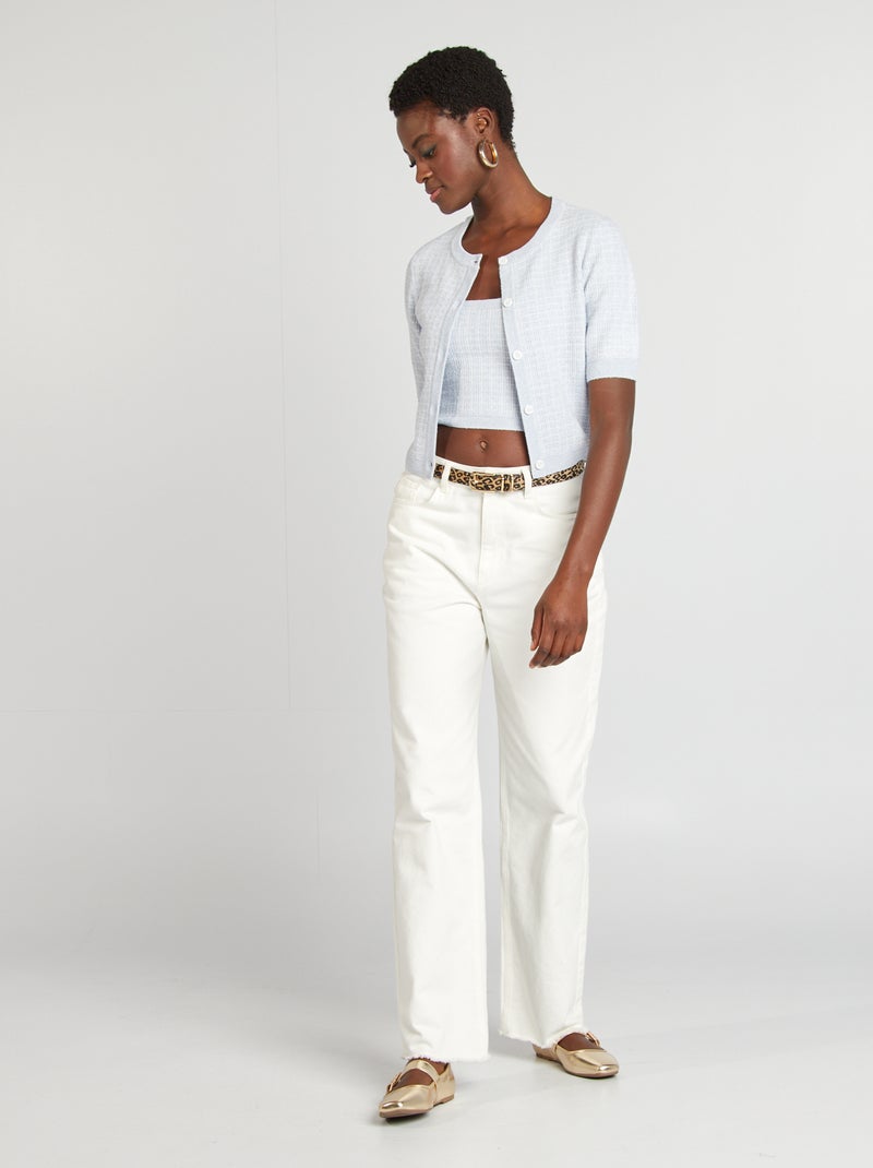 Gilet manches courtes maille carreaux Bleu - Kiabi