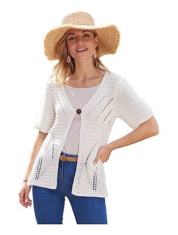 Gilet manches kimono maille ruban