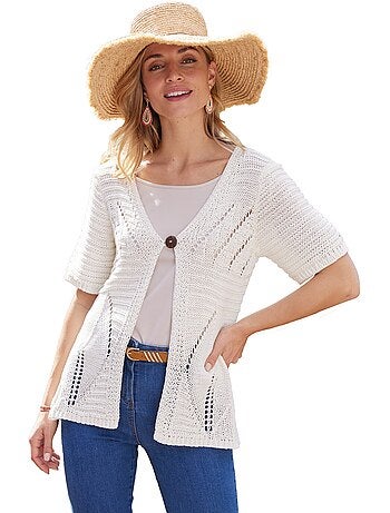 Gilet manches kimono maille ruban