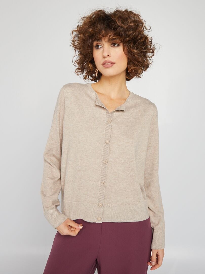 Six Mois Par An T-shirt Bébé Manches Longues Vertbaudet - Col Brodé - Beige Clair - 3 Mois (60cm) - 100% Coton Gigoteuse Manche Longue