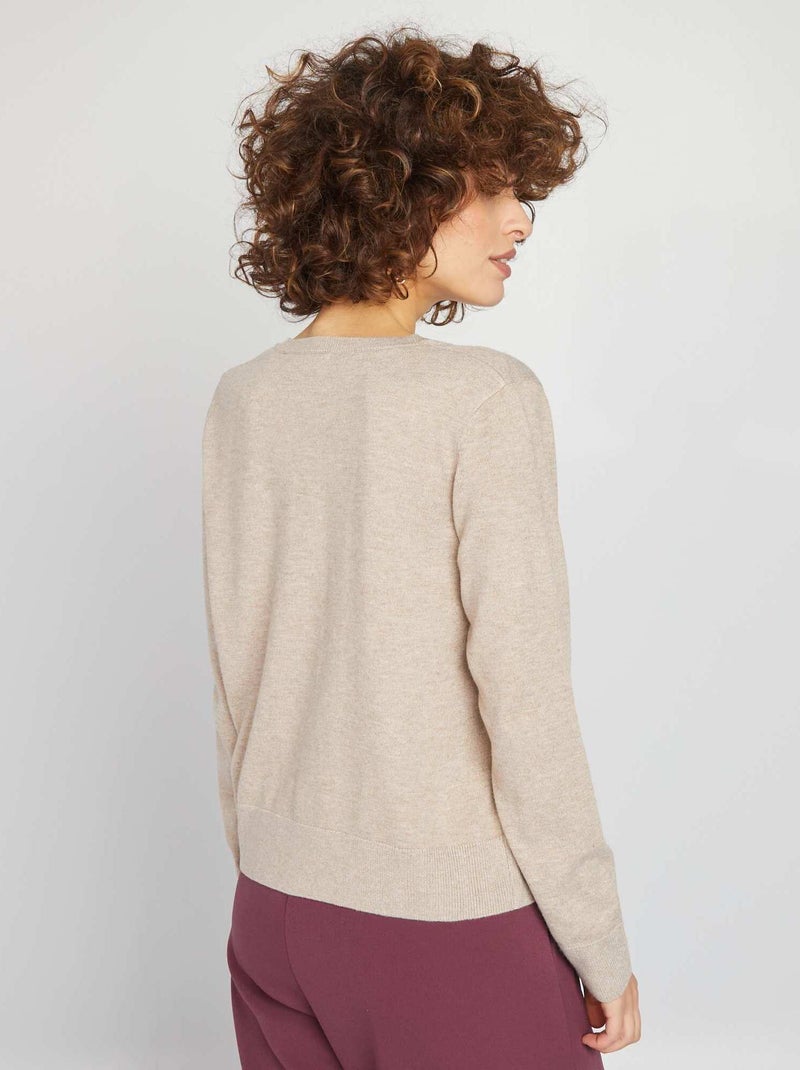 Gilet manches longues Beige - Kiabi