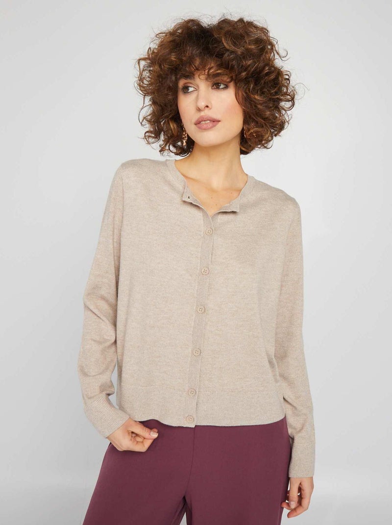 Gilet manches longues Beige - Kiabi