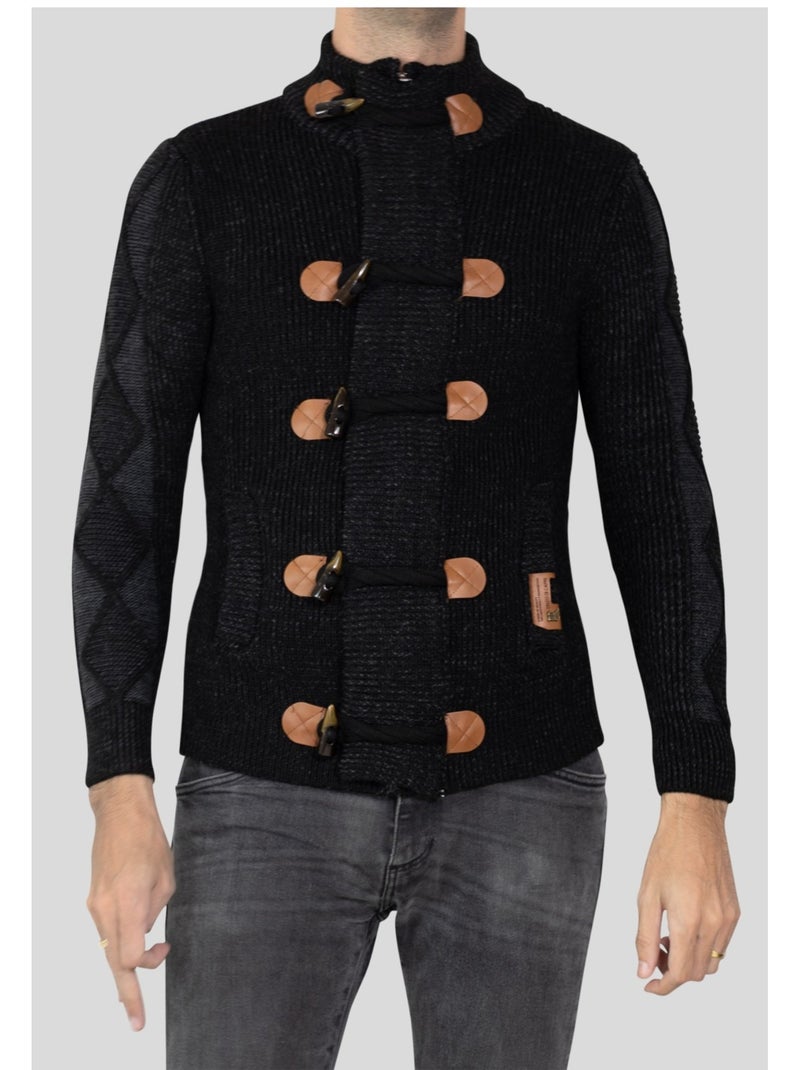 Gilet manches longues col rond Kebello Noir Noir - Kiabi