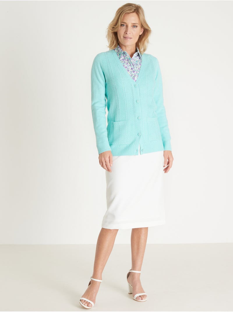 Gilet manches longues maille ajourée - DAXON Vert - Kiabi
