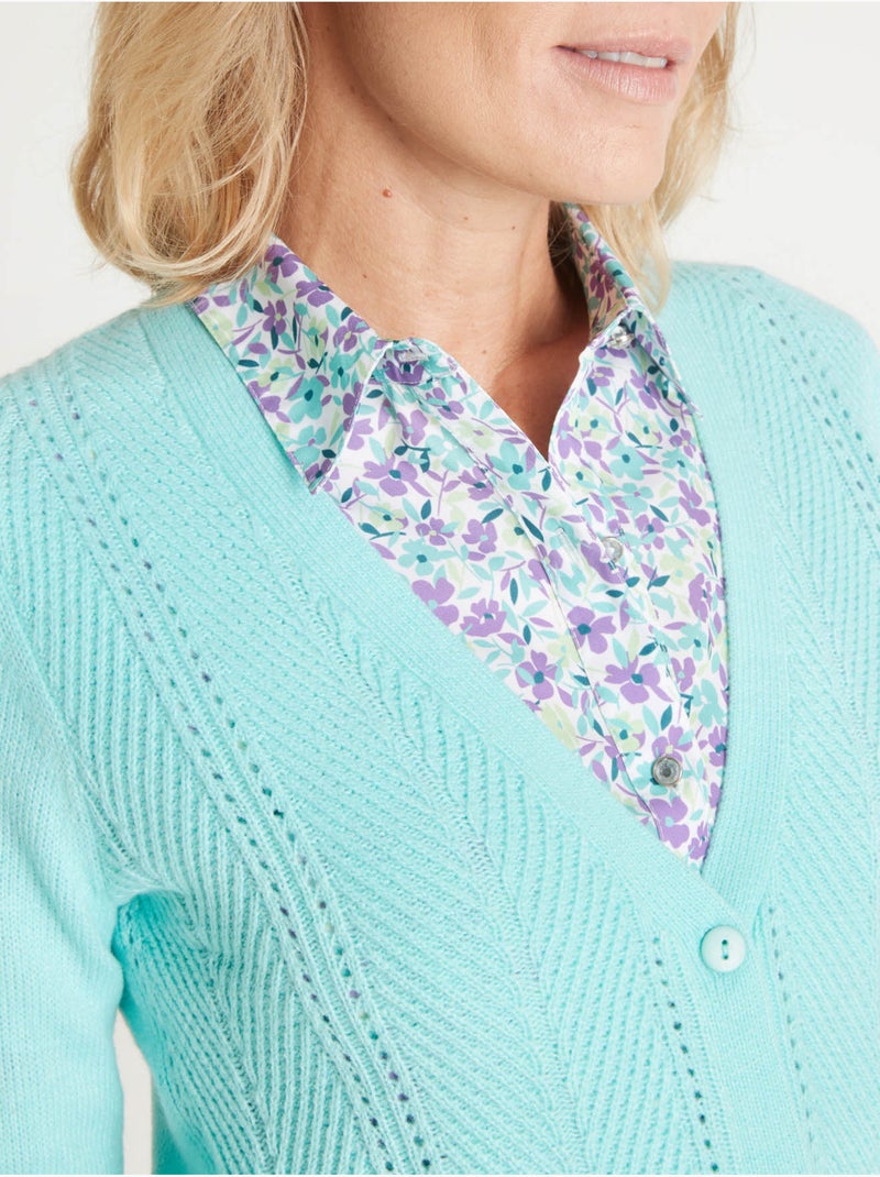 Gilet manches longues maille ajourée - DAXON Vert - Kiabi