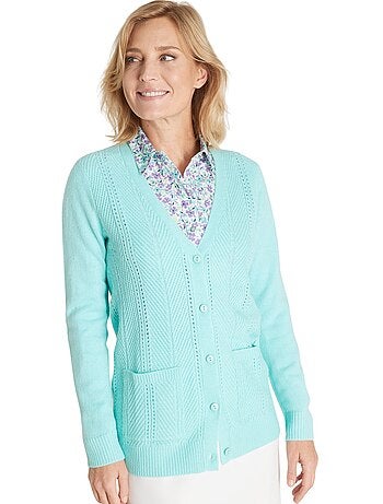 Gilet manches longues maille ajourée