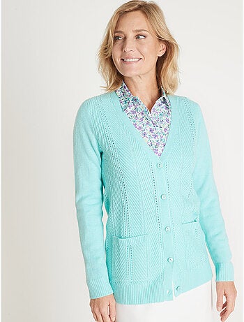 Gilet manches longues maille ajourée