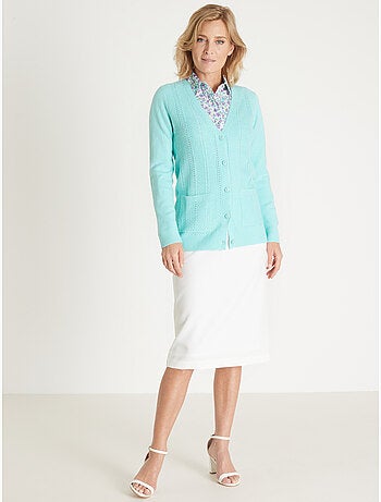 Gilet manches longues maille ajourée