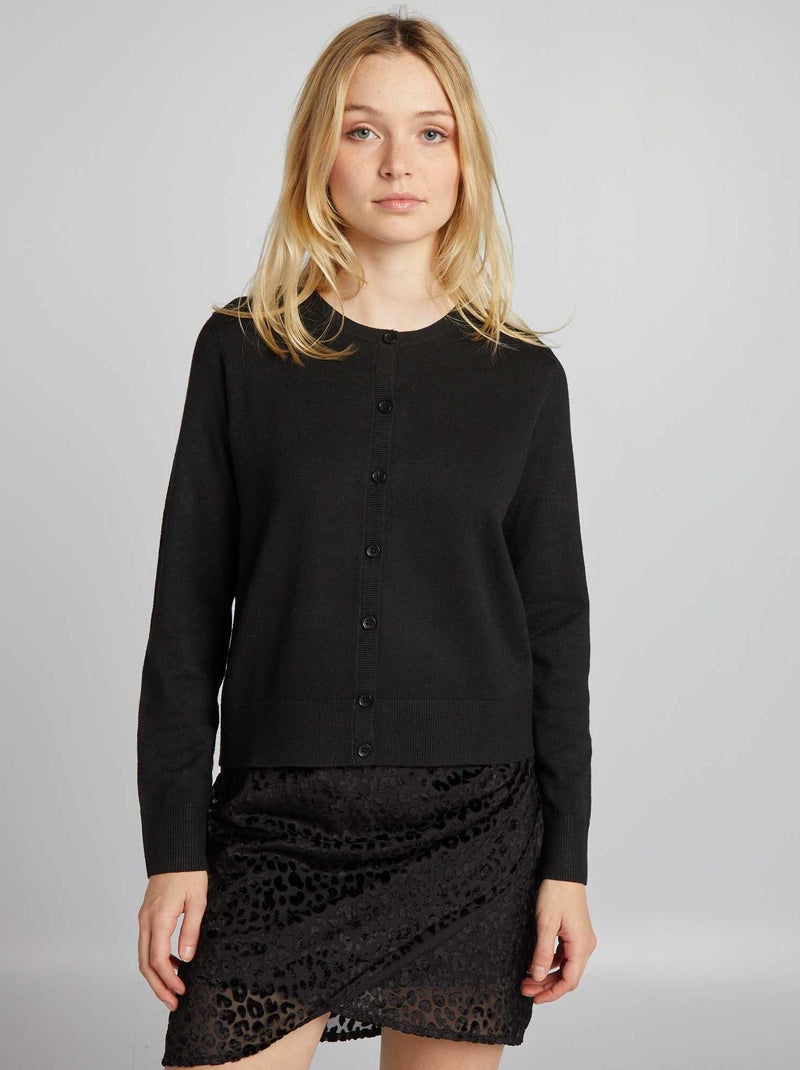 Gilet manches longues noir - Kiabi