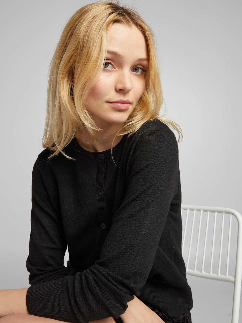 Gilet manches longues noir - Kiabi