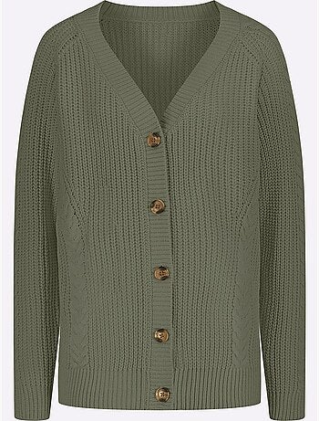 Gilet Manches Raglan Avec Joli Motif Torsadé - Taille Standard - Moda Vilona