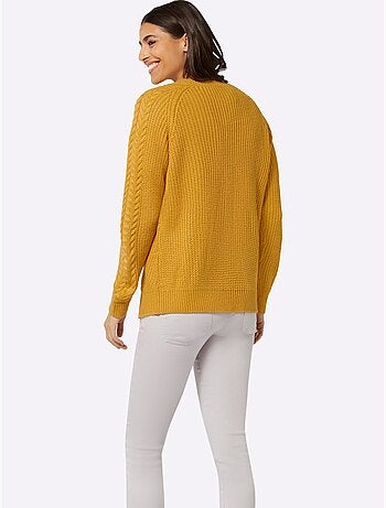 Gilet Manches Raglan Avec Joli Motif Torsadé - Taille Standard - Moda Vilona