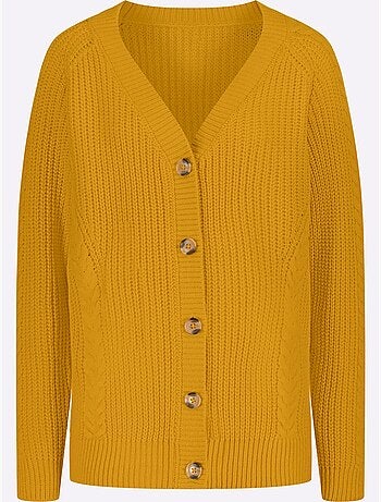 Gilet Manches Raglan Avec Joli Motif Torsadé - Taille Standard - Moda Vilona