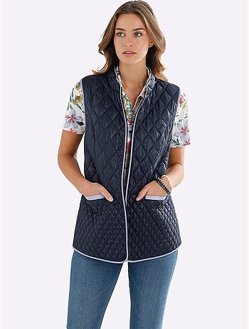 Gilet matelassé à col montant avec poches passepoilées - taille standard - moda vilona