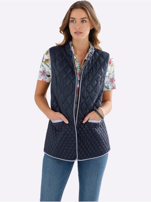 Gilet matelassé à col montant avec poches passepoilées - taille standard - moda vilona - Kiabi Gilet matelassé à col montant avec poches passepoilées - taille standard - moda vilona - Kiabi