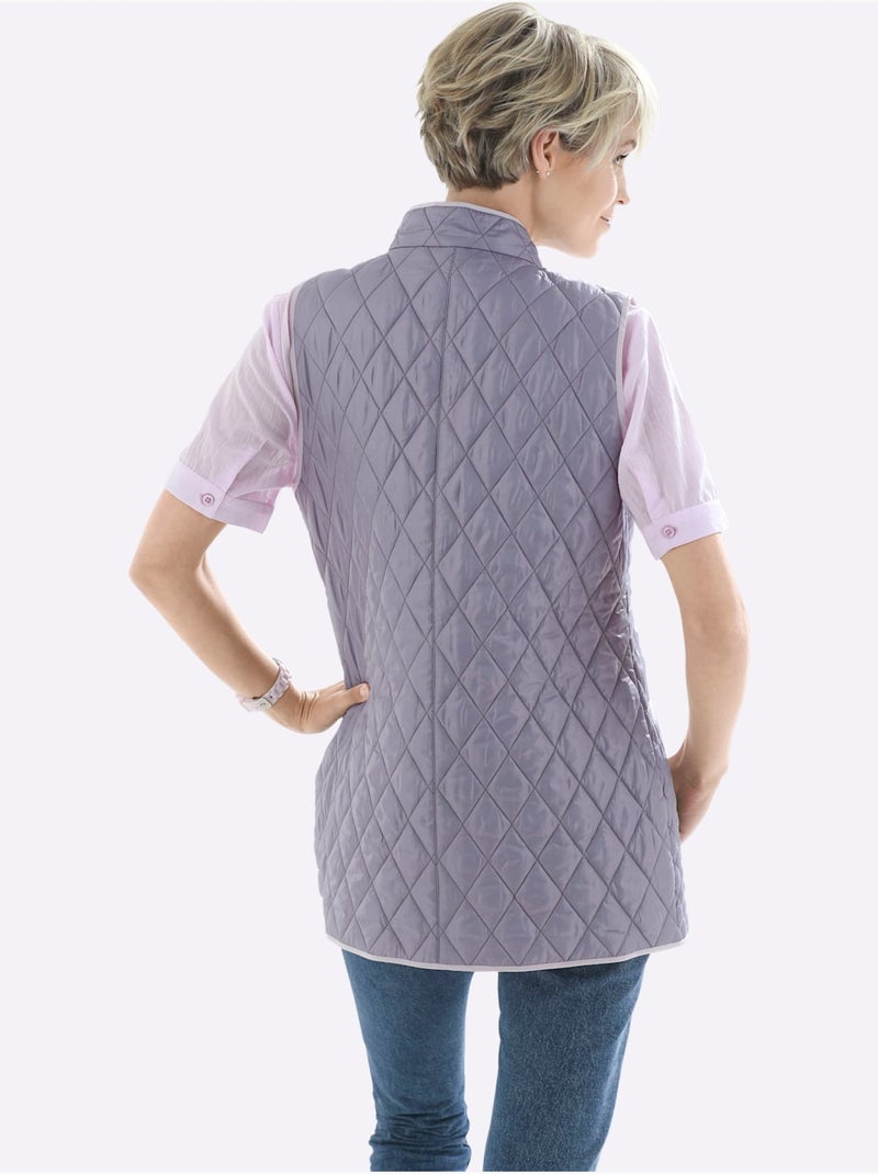 Gilet matelassé à col montant avec poches passepoilées - taille standard - moda vilona Gris - Kiabi