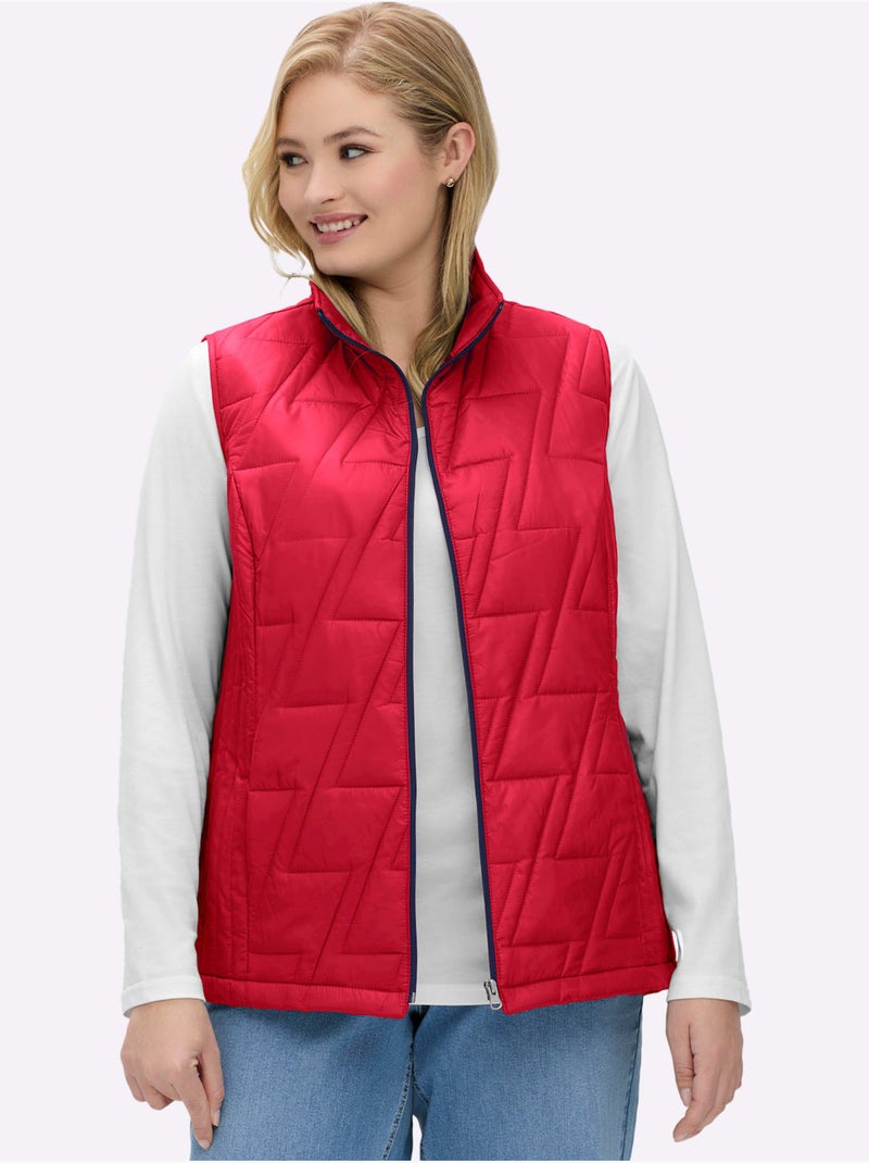 Gilet matelassé à col montant et poches pratiques - taille standard - moda vilona Rouge - Kiabi