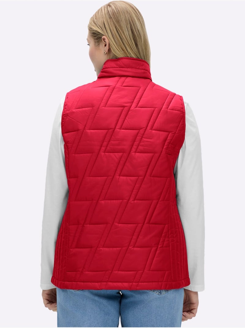 Gilet matelassé à col montant et poches pratiques - taille standard - moda vilona Rouge - Kiabi