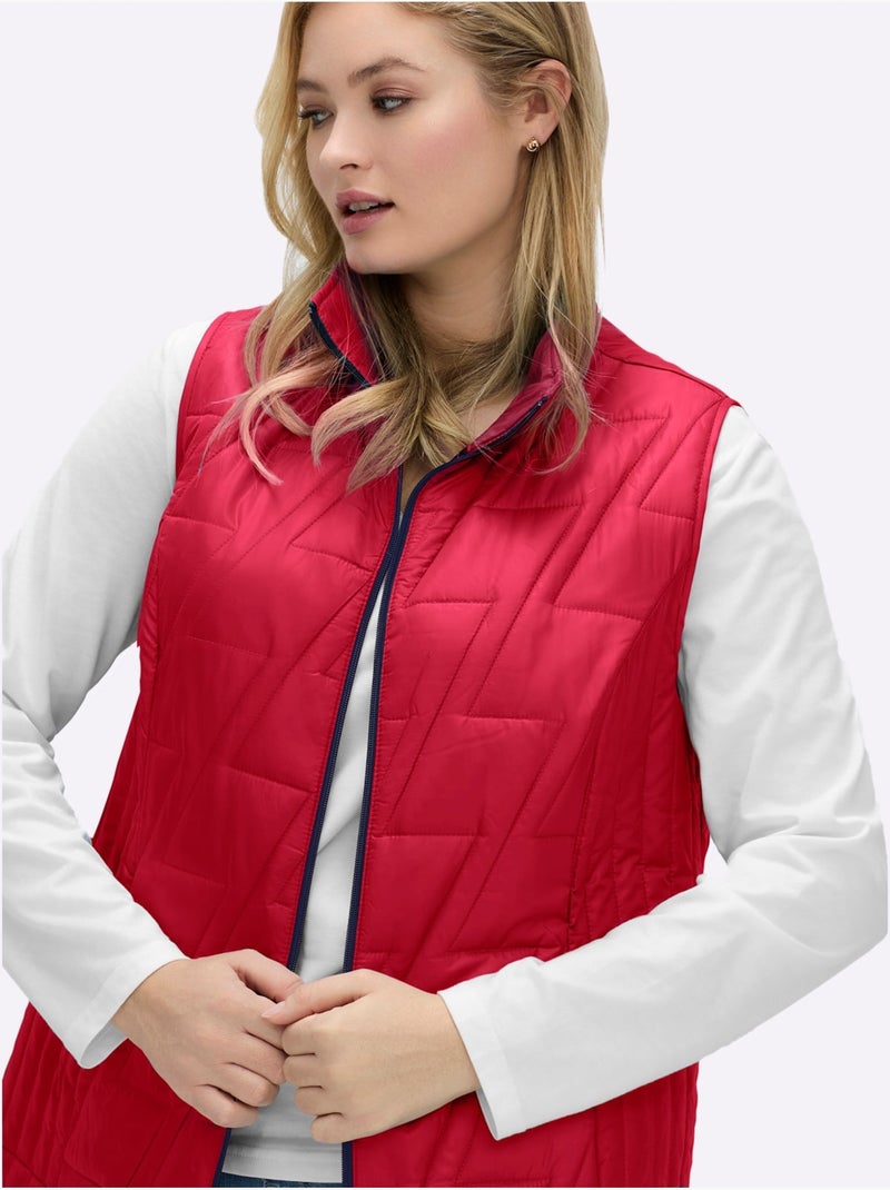 Gilet matelassé à col montant et poches pratiques - taille standard - moda vilona Rouge - Kiabi