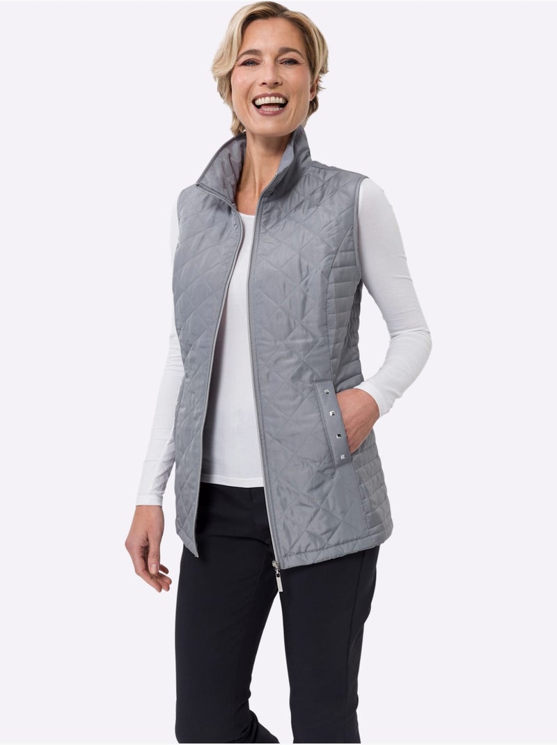 Gilet matelassé avec applications - taille standard - moda vilona Gris foncé - Kiabi