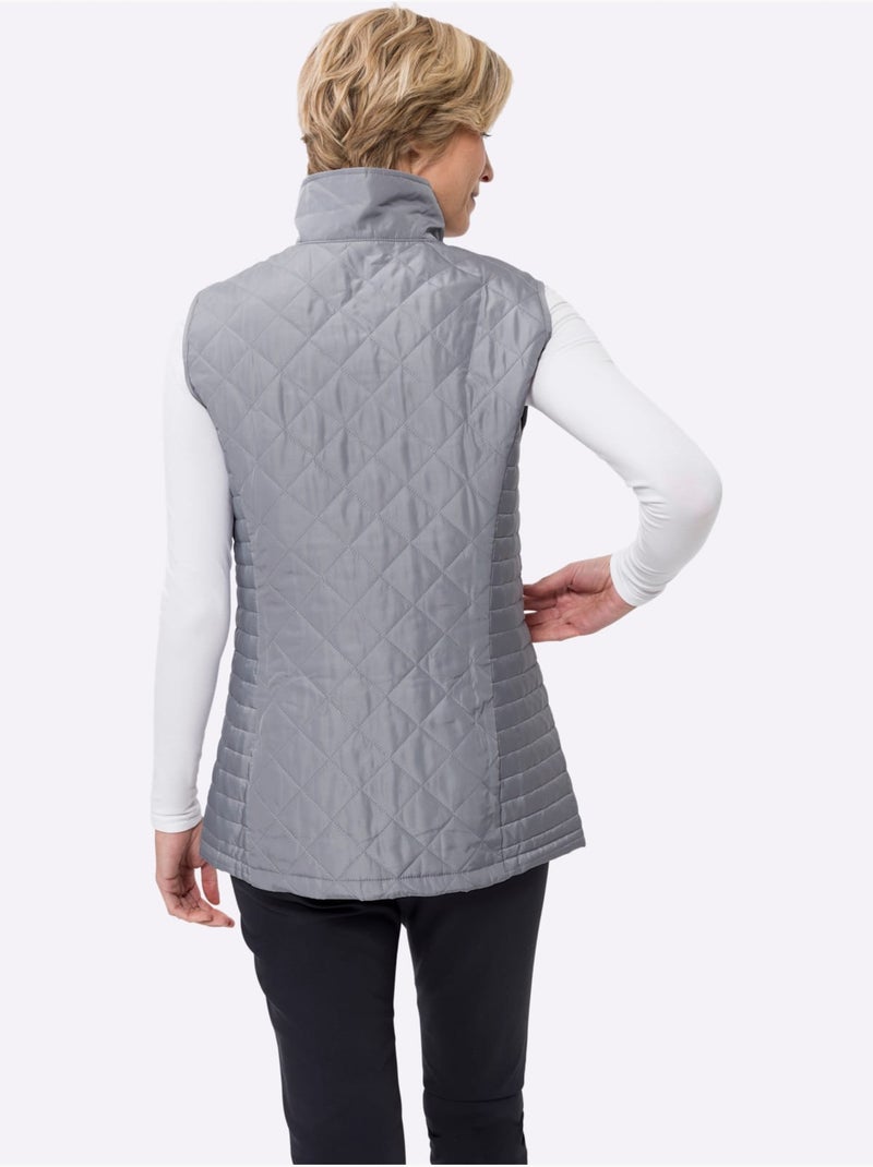 Gilet matelassé avec applications - taille standard - moda vilona Gris foncé - Kiabi