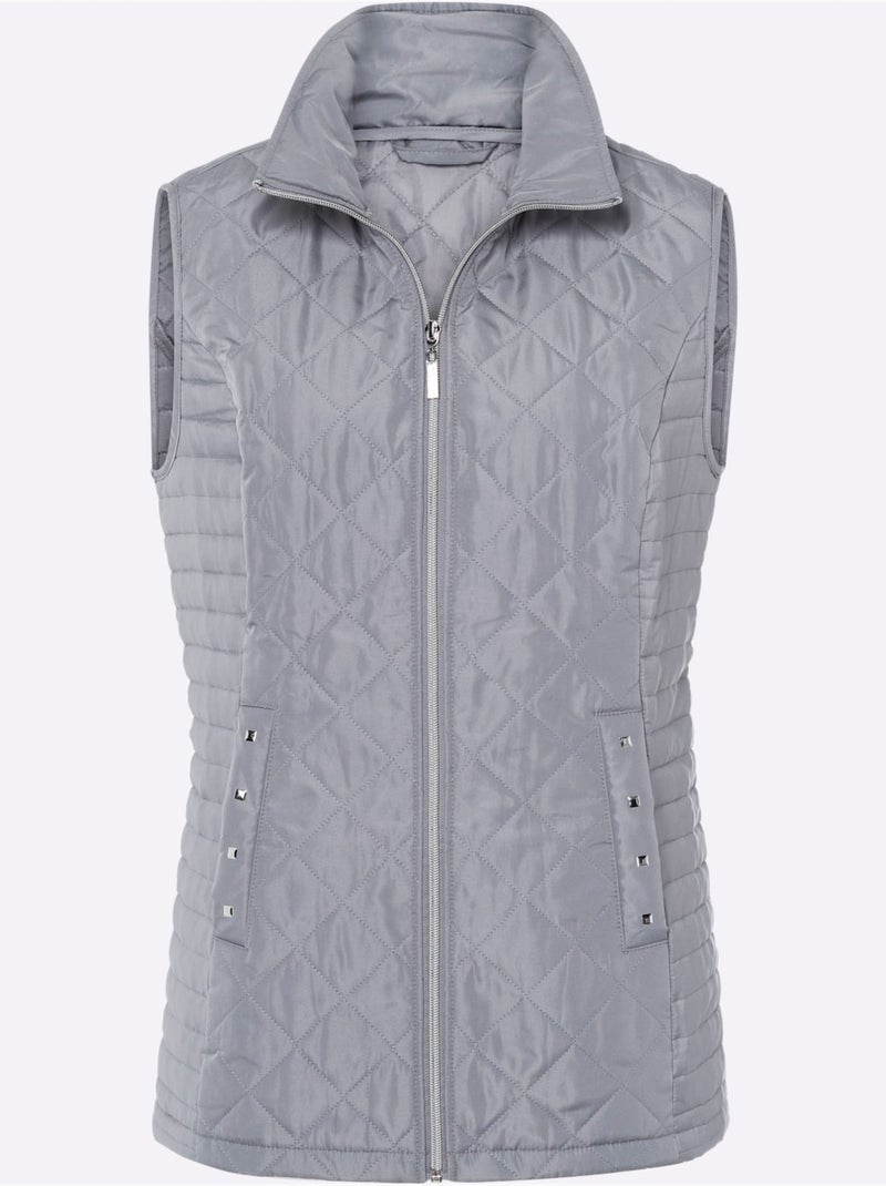 Gilet matelassé avec applications - taille standard - moda vilona Gris foncé - Kiabi